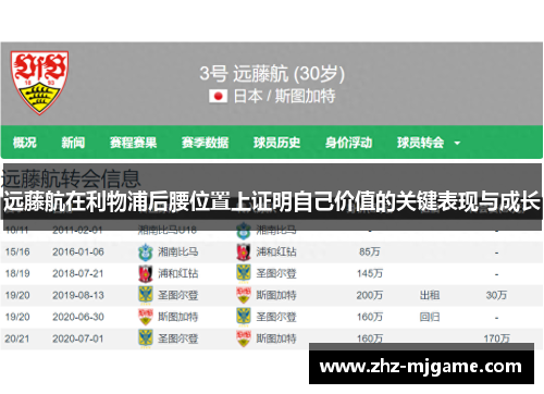 远藤航在利物浦后腰位置上证明自己价值的关键表现与成长